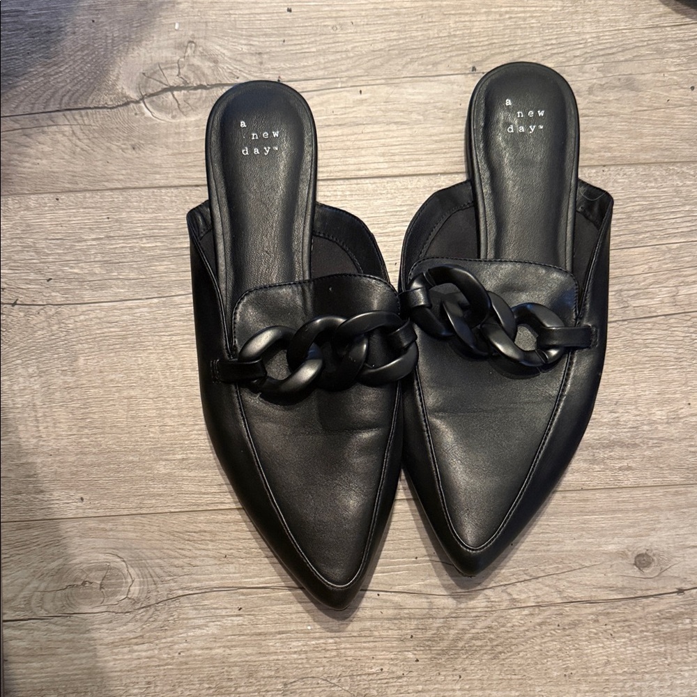 A New Day Black Chain Detail Mules